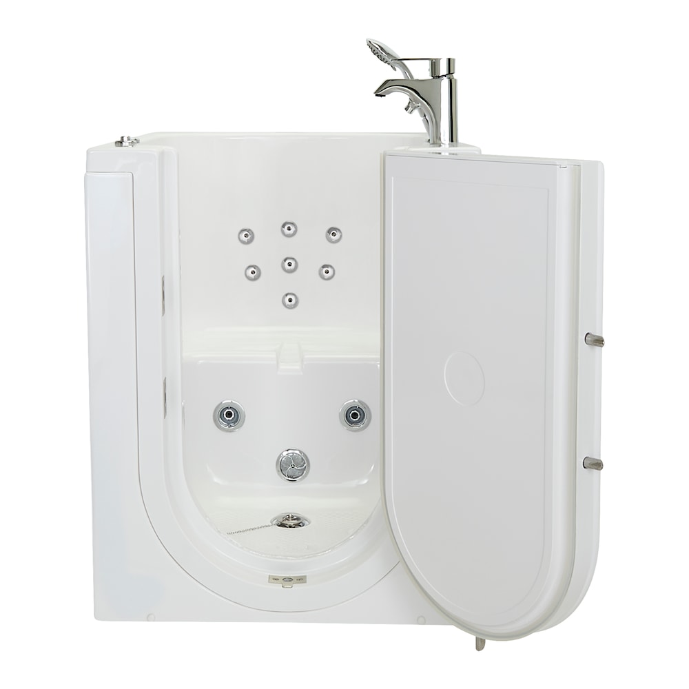 Baignoire à remous avant de 3 pi 4 po en blanc avec robinet à remplissage rapide, porte droite