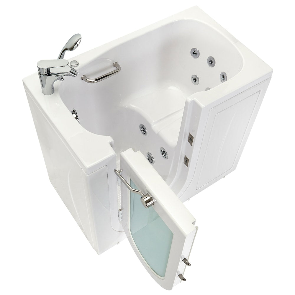 Baignoire balnéo mobile de 3 pi 9 po avec drain à gauche et robinet à remplissage rapide en blanc