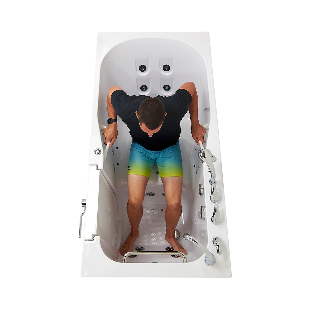 Baignoire balnéo et à accès direct à l'air Shak de 6 pi en blanc, avec massage des pieds et siège chauffant