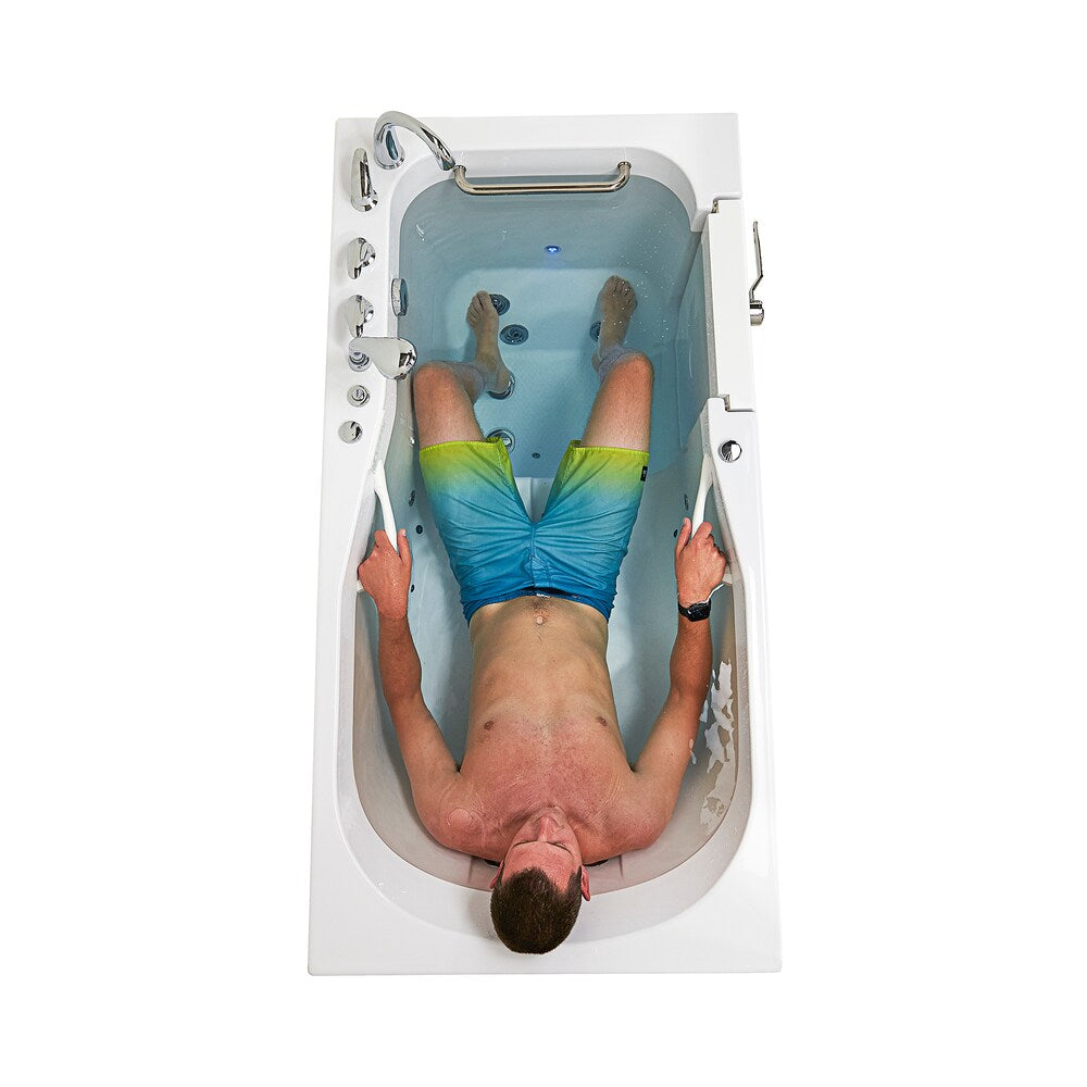 Baignoire balnéo et à accès direct à l'air Shak de 6 pi en blanc, avec massage des pieds et siège chauffant