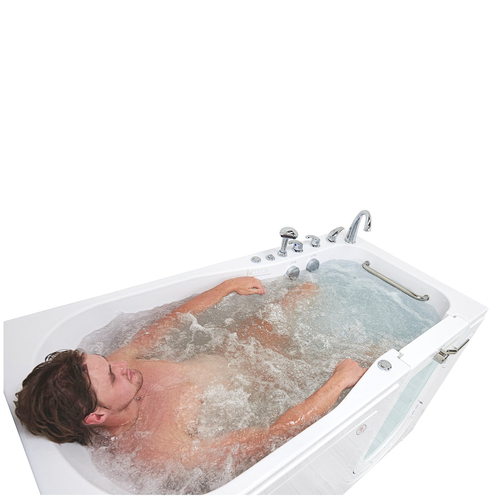 Baignoire balnéo et à accès direct à l'air Shak de 6 pi en blanc, avec massage des pieds et siège chauffant