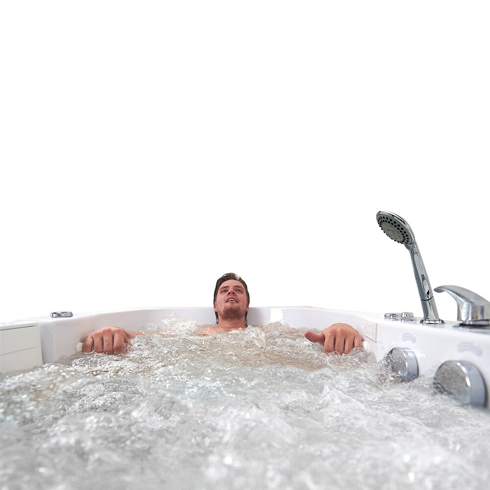 Baignoire balnéo et à accès direct à l'air Shak de 6 pi en blanc, avec massage des pieds et siège chauffant