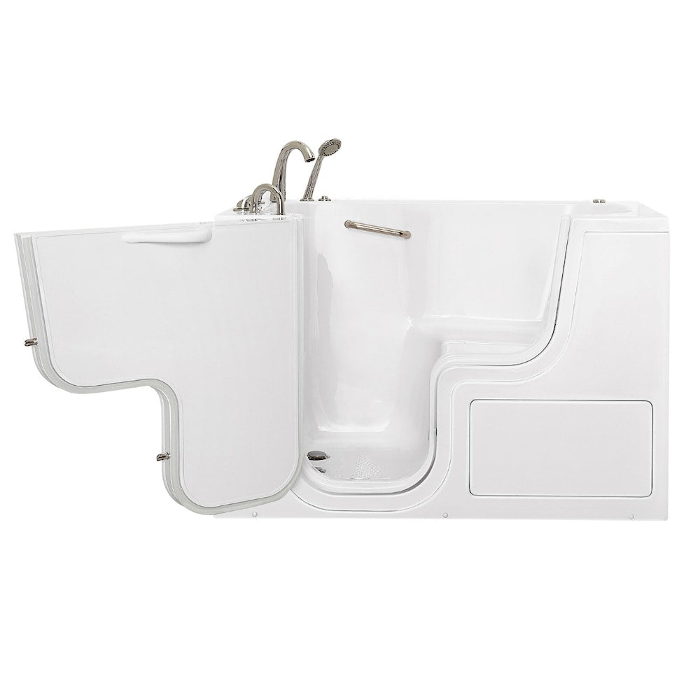 Baignoire balnéo à accès facile de 32 pi 4 po avec drain à gauche et robinet à remplissage rapide, blanche