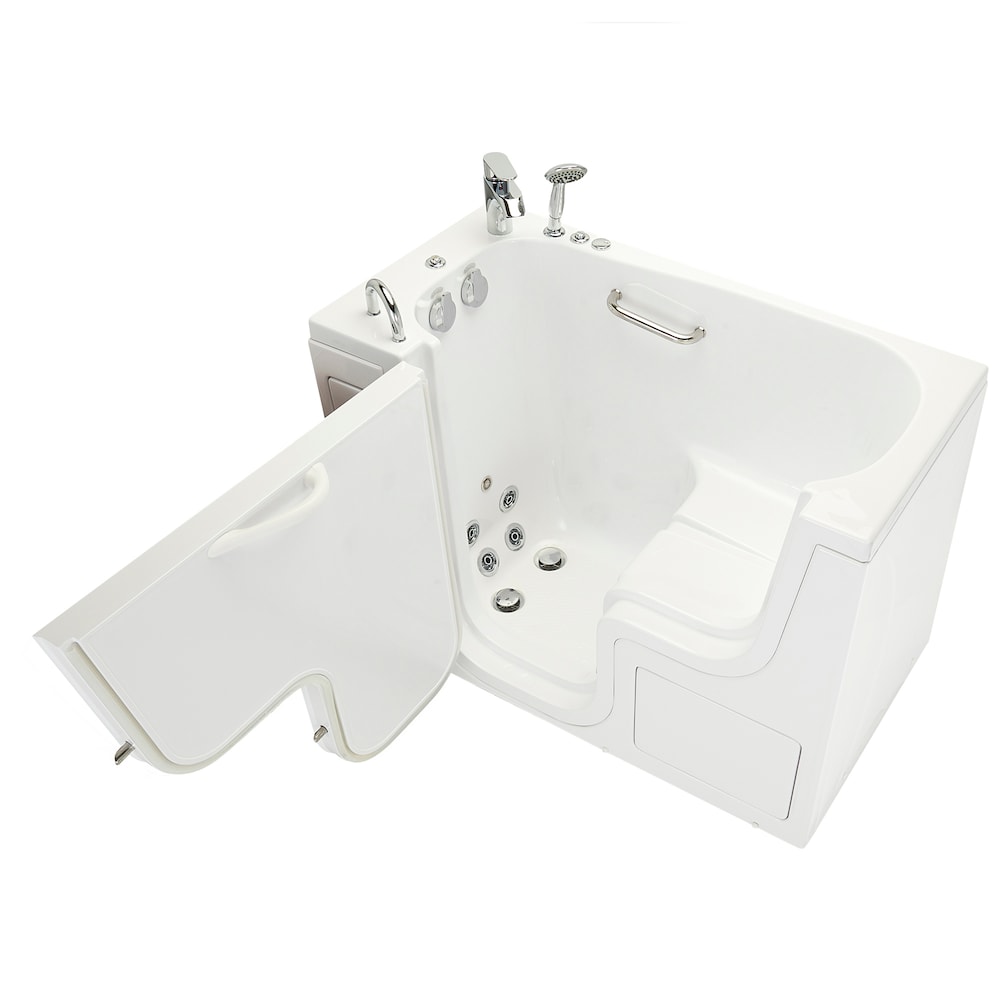 Baignoire balnéo à accès facile de 26 pi 4 po avec drain à gauche et robinet à remplissage rapide en blanc