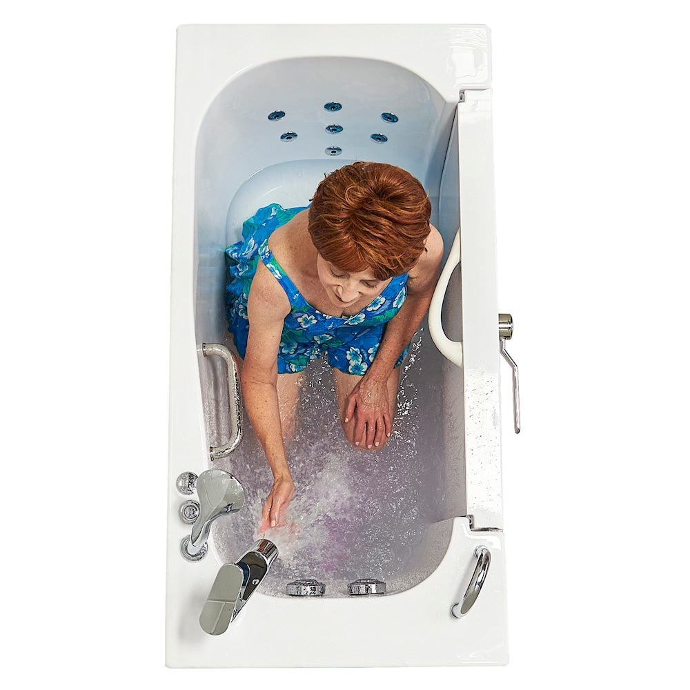 Baignoire balnéo à accès facile de 26 pi 4 po avec drain à gauche et robinet à remplissage rapide en blanc