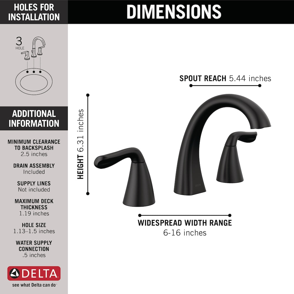 Arvo 8 in. Widespread 2-Handle Bathroom Sink Faucet in Matte Black