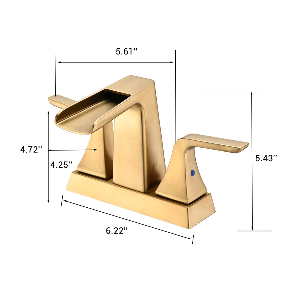 4 inch Centerest Double Handle Bathroom Sink Faucet with Drain Assembly in Brushed Gold