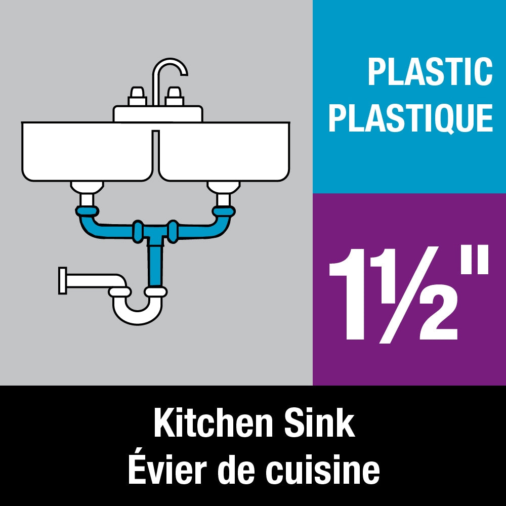 1-1/2" X 16" Centre Outlet Continuous Waste, Direct Connection, Plastic