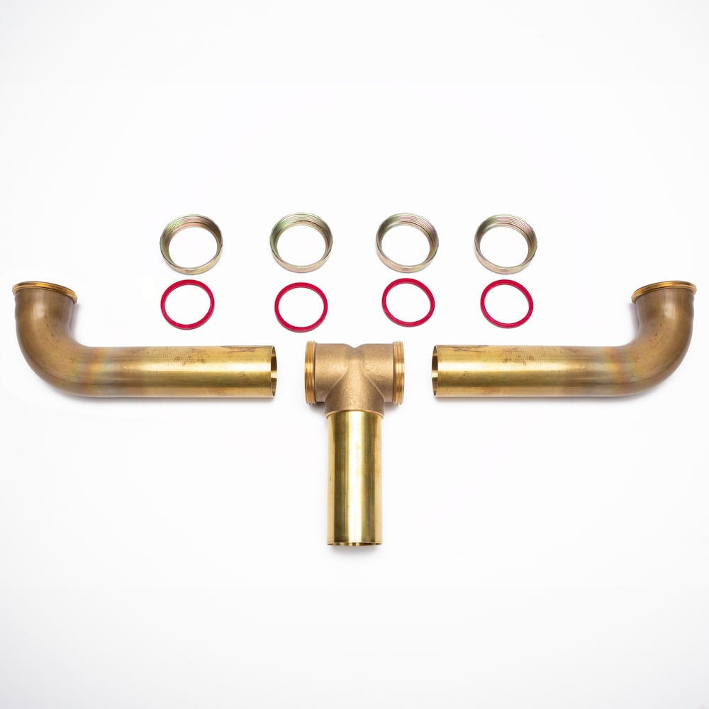 1-1/2" X 16" Centre Outlet Continuous Waste, Slip Joint Connection, 20 GA Brass