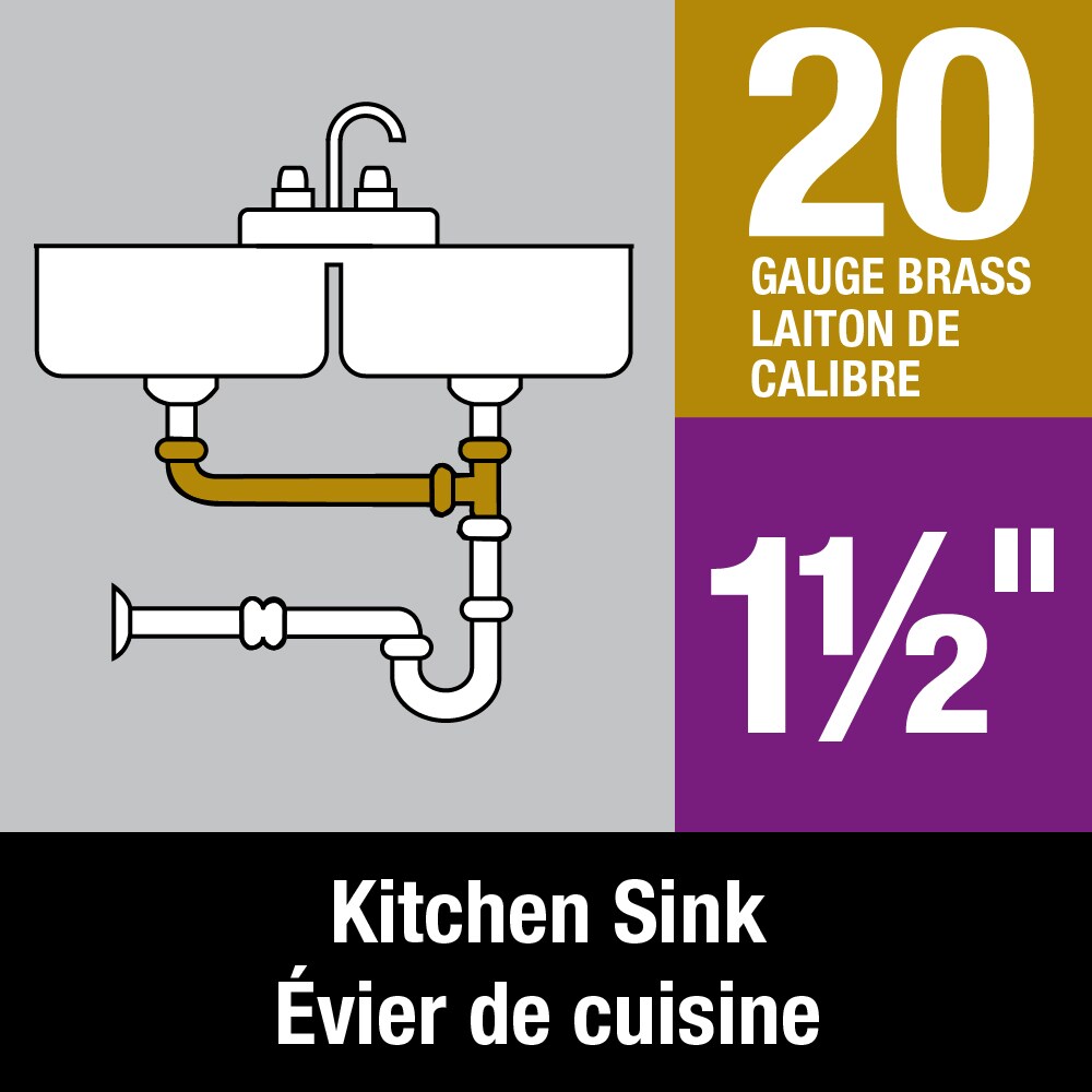 1-1/2" X 16" End Outlet Continuous Waste, Slip Joint Connection, 20 GA Brass