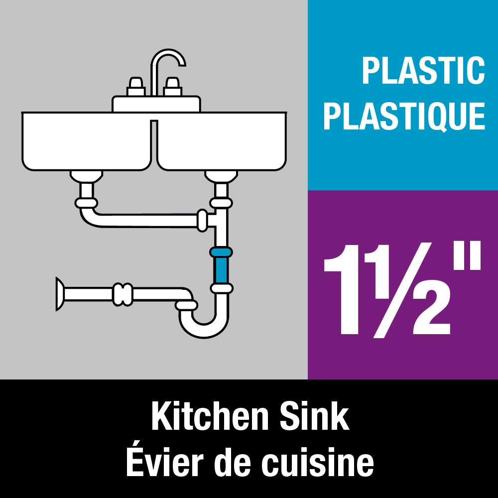 1-1/2" X 6" Extension Tube, Slip Joint Connection, Plastic