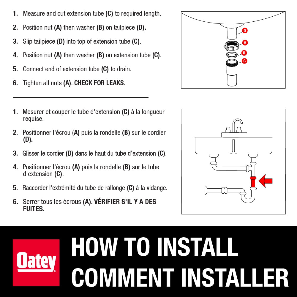 1-1/2" X 6" Extension Tube, Slip Joint Connection, Plastic
