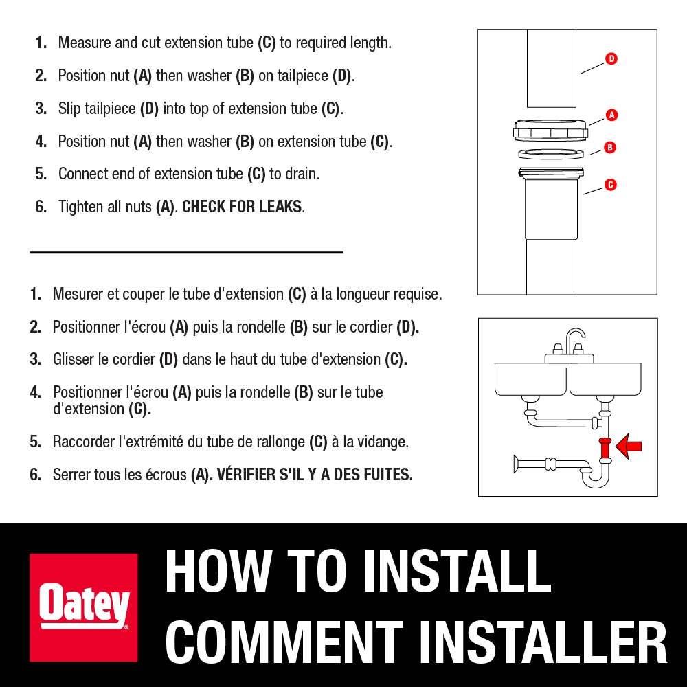 1-1/2" X 6" Extension Tube, Slip Joint Connection, 22 GA