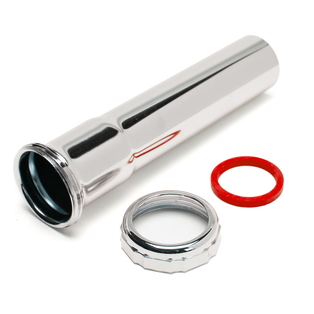 1-1/4" X 6" Chrome Extension Tube, Slip Joint Connection, 22 GA