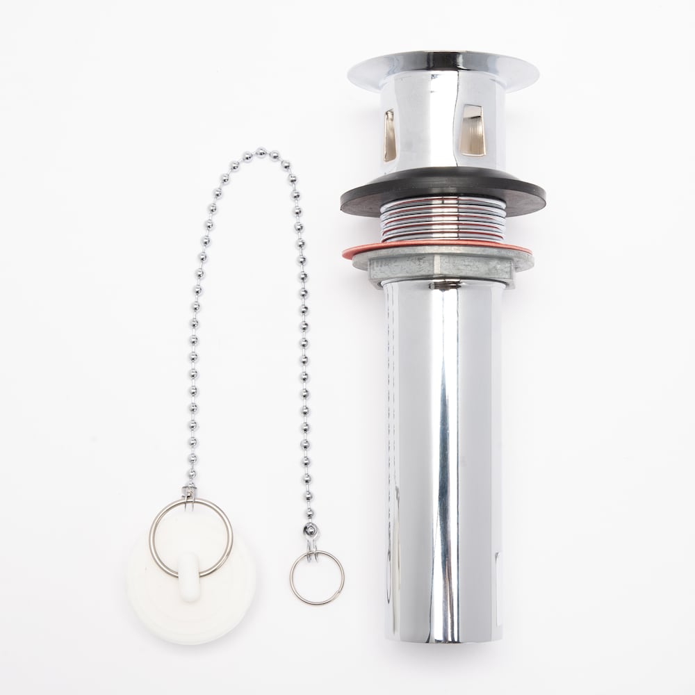 1-1/4" Chrome Lavatory Drain, Plug & Chain, 22 GA Brass