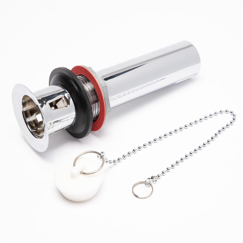 1-1/4" Chrome Lavatory Drain, Plug & Chain, 22 GA Brass