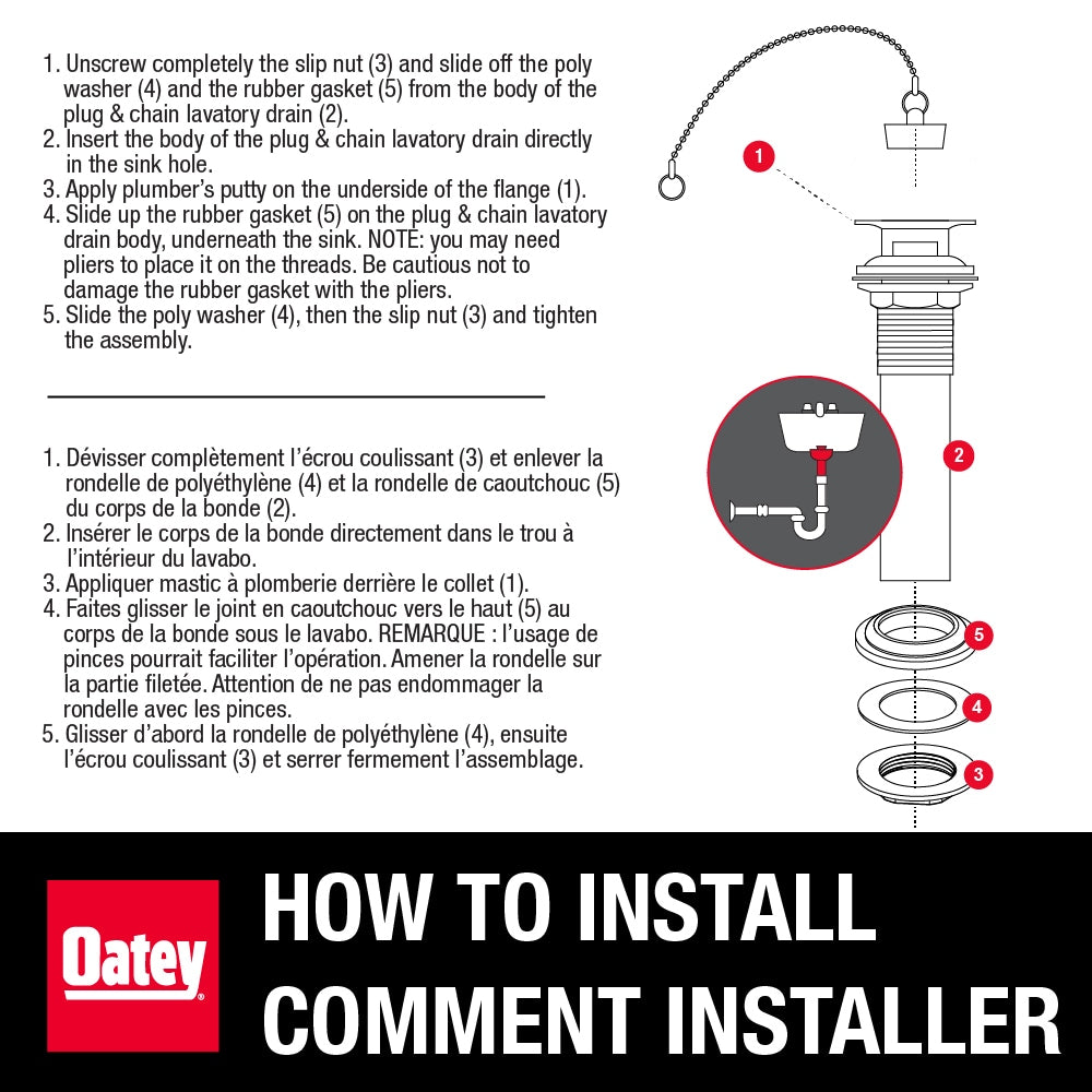 1-1/4" Chrome Lavatory Drain, Plug & Chain, 22 GA Brass