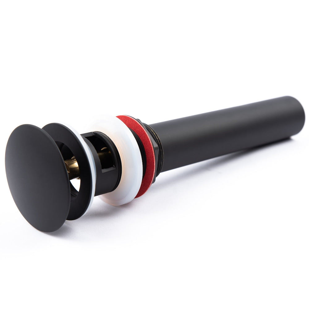 1-1/4" Matte Black Lavatory Drain, Pop-up Stopper W/ Overflow, 20 GA Brass