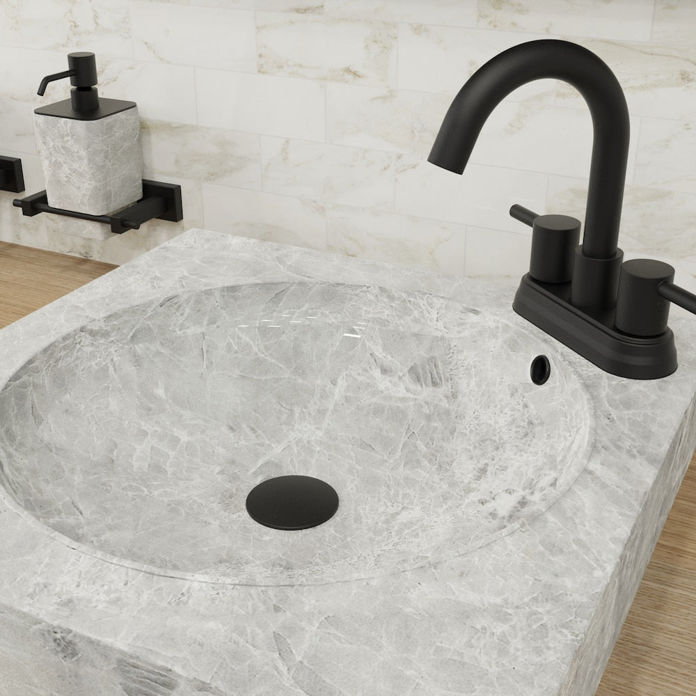 1-1/4" Matte Black Lavatory Drain, Pop-up Stopper W/ Overflow, 20 GA Brass