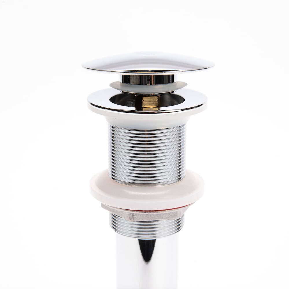 1-1/4" Chrome Lavatory Drain, Presto Stopper Without Overflow, 20 GA Brass