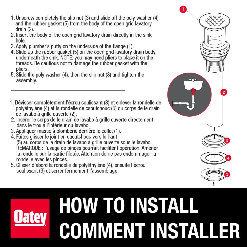 1-1/4" Chrome Open Grid Lavatory Drain W/ Overflow, 17 GA Brass