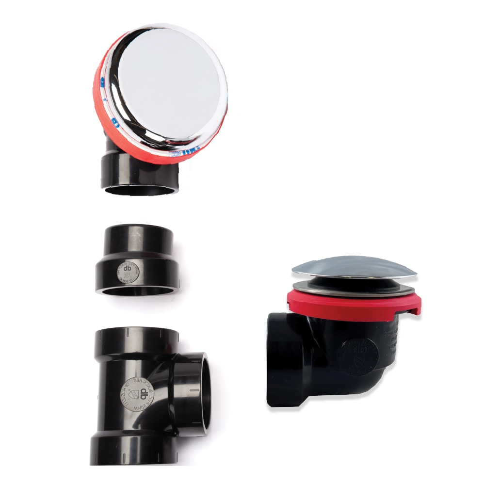 ABS Bath Waste And Overflow Chrome Half Kit, Low Profile Dome Stopper, Snap-On Overflow