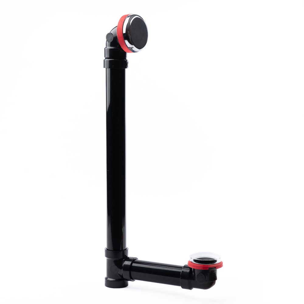 ABS Bath Waste And Overflow Chrome Full Kit, Low Profile Dome Stopper, Snap-On Overflow