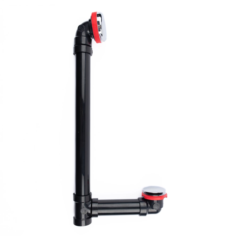 ABS Bath Waste And Overflow Chrome Full Kit, Low Profile Dome Stopper, Snap-On Overflow