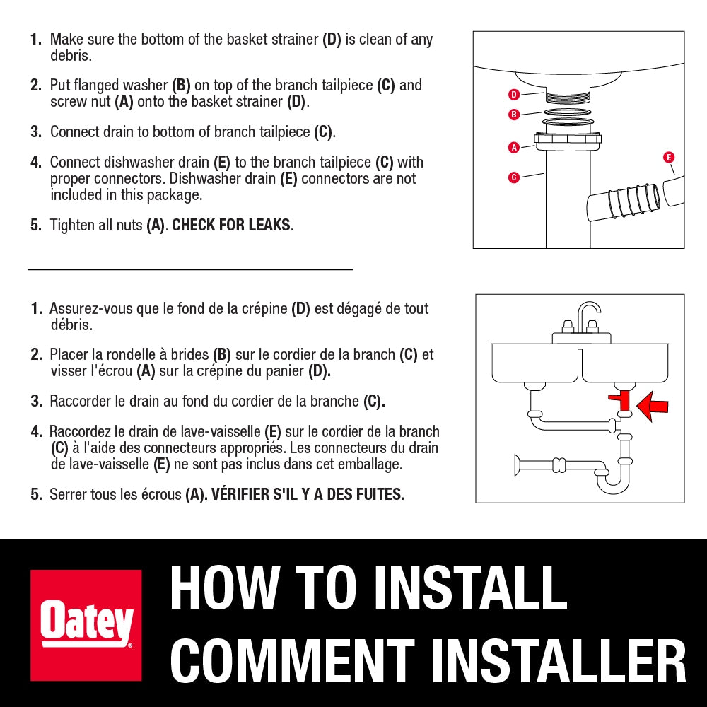 1-1/2" X 8" Dishwasher Tailpiece, Direct Connection, Plastic