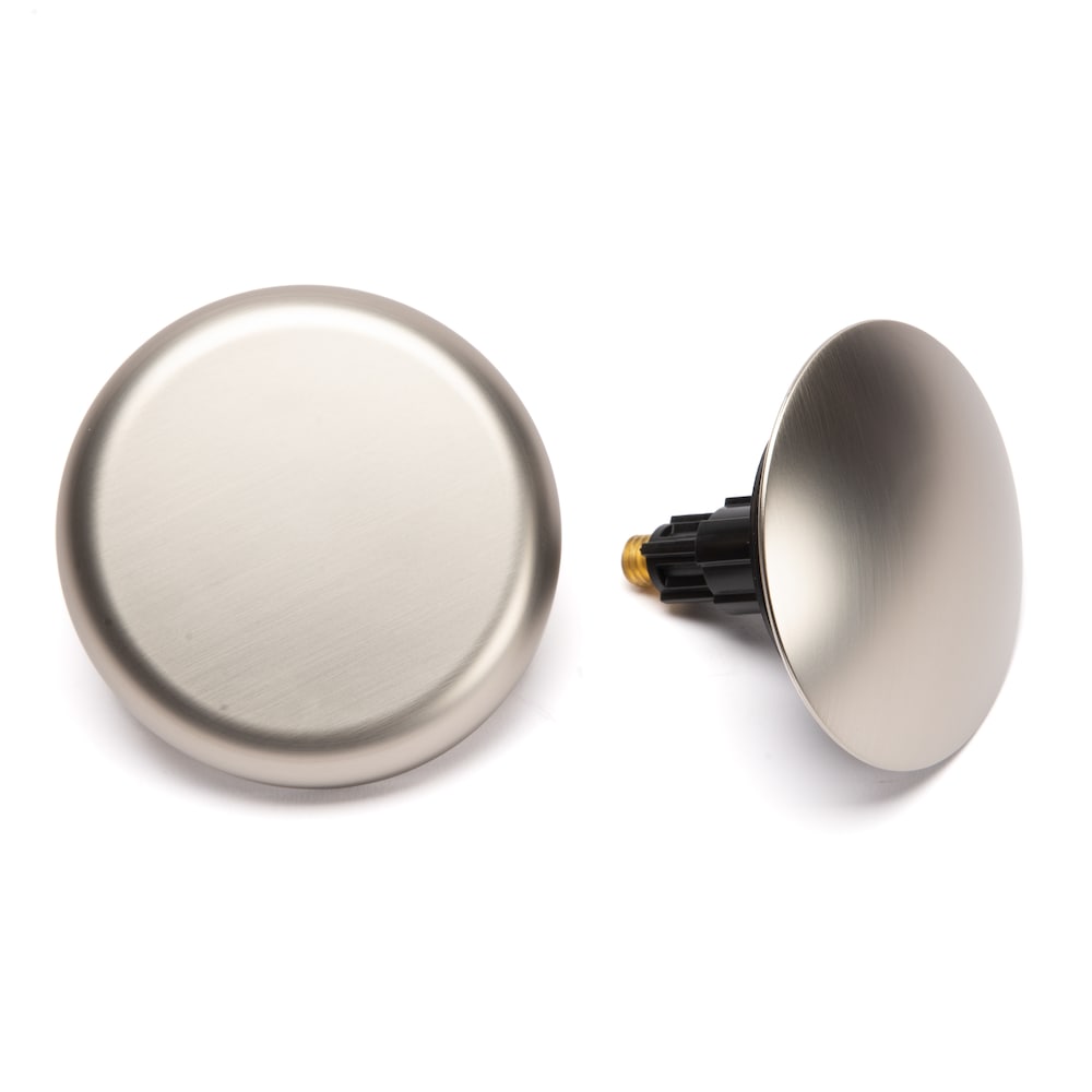 Bath Waste And Overflow Brushed Nickel Trim Kit, Low Profile Dome Stopper, Snap-On Overflow