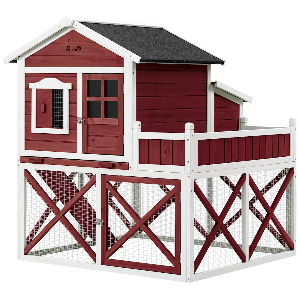 44" Chicken Coop, Wooden House, Rabbit Hutch with Removable Tray, Asphalt Roof, Nesting Box