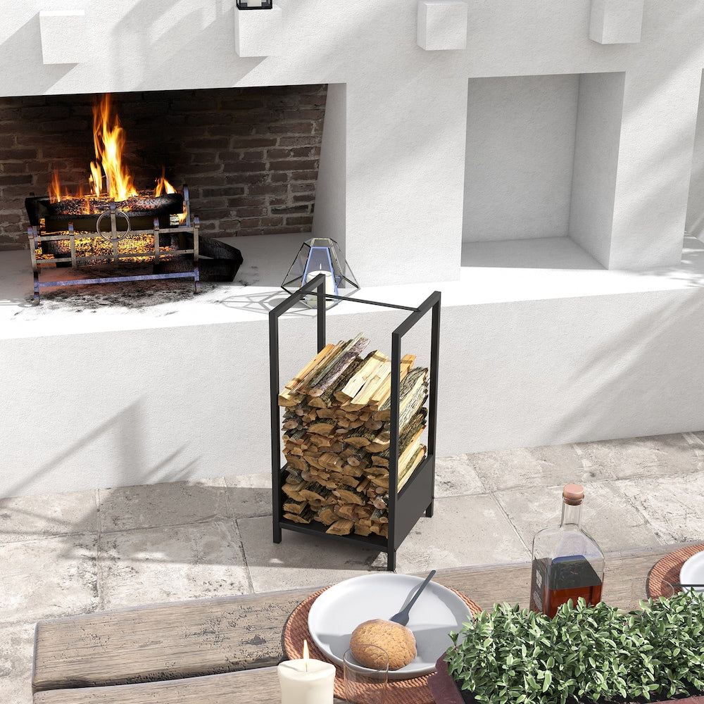 Firewood Rack Outdoor Indoor Log Holder Wood Storage Stacker