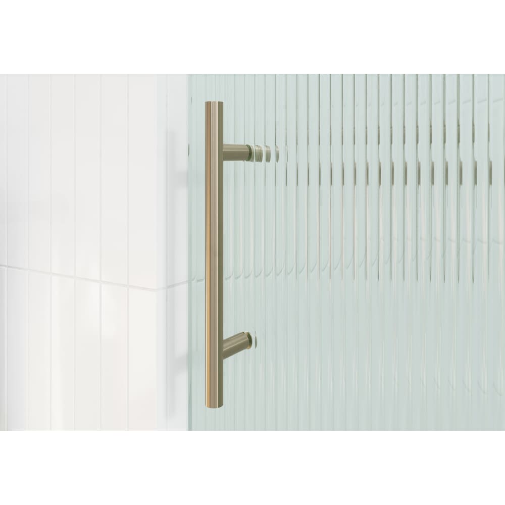 Porte de baignoire coulissante de 56 po à 60 po de largeur x 60 po de hauteur en bronze brossé avec verre cannelé - Côté droit