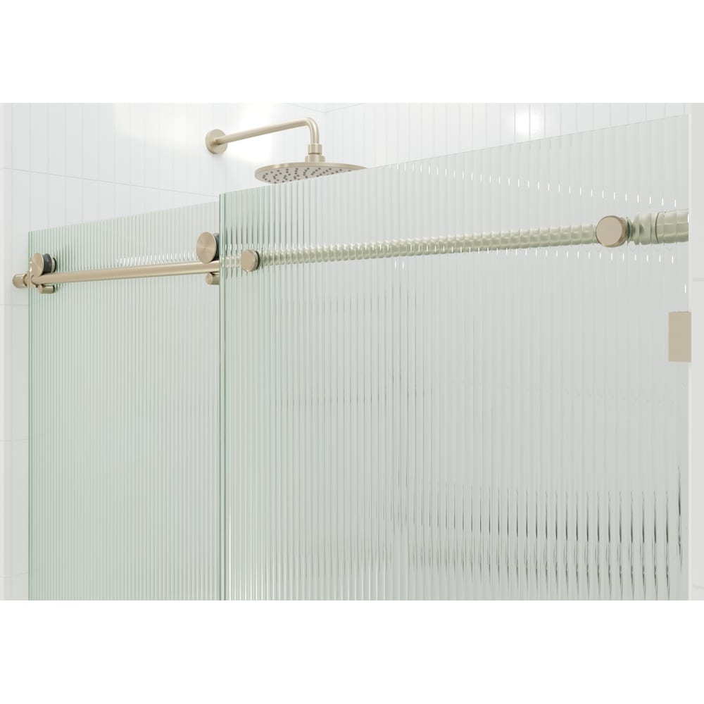 Porte de baignoire coulissante de 56 po à 60 po de largeur x 60 po de hauteur en bronze brossé avec verre cannelé - Côté droit