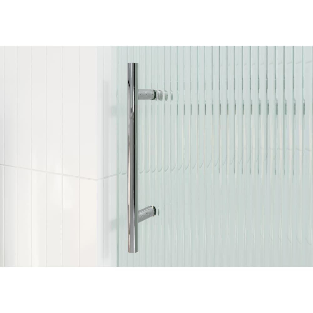 Porte de baignoire coulissante de 56 à 60 pouces de largeur x 60 pouces de hauteur en chrome avec verre cannelé - Côté droit
