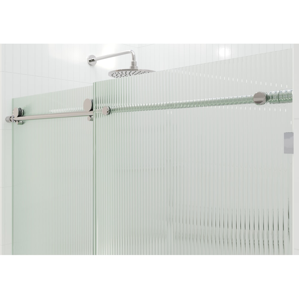 Porte de baignoire coulissante de 56 à 60 pouces de largeur x 60 pouces de hauteur en chrome avec verre cannelé - Côté droit