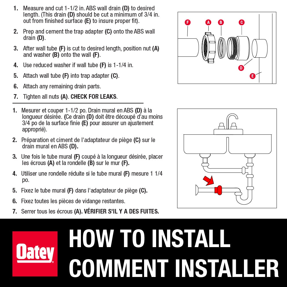 1-1/2" Trap Adaptor, Plastic