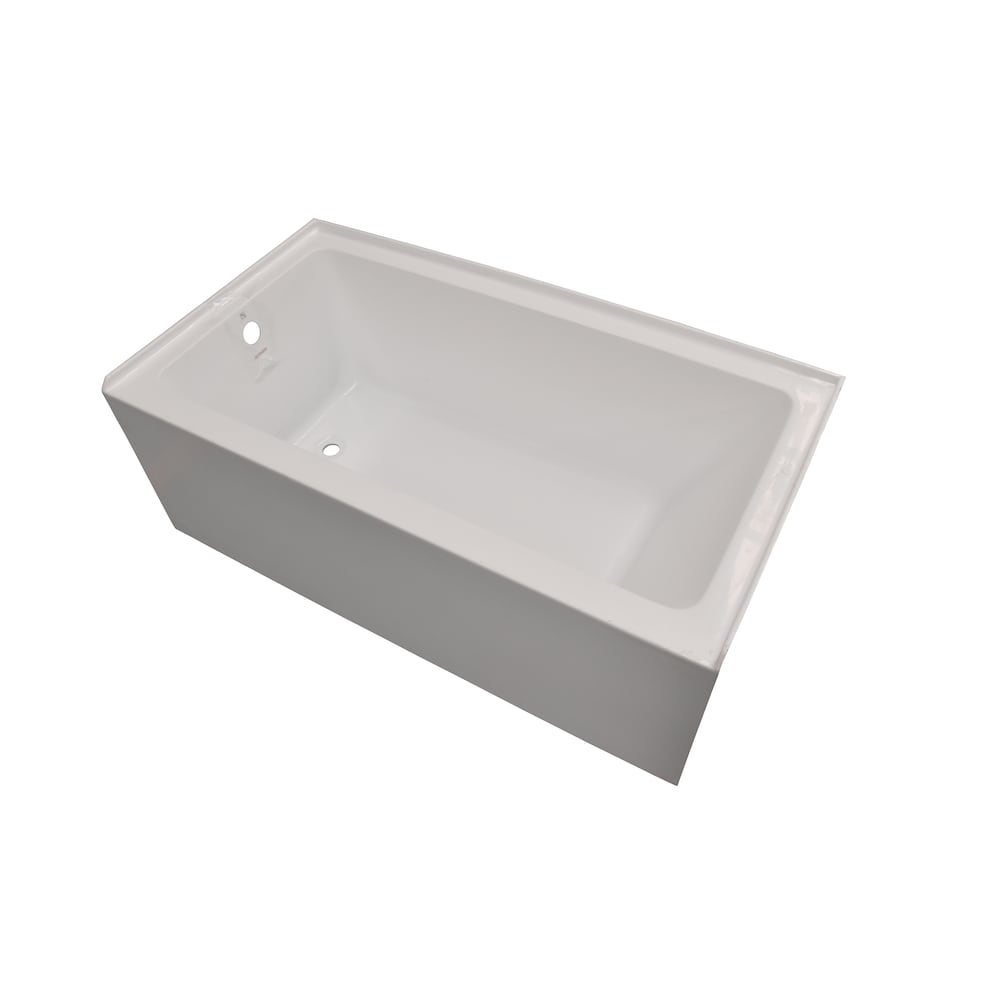 Baignoire rectangulaire en alcôve de 5 pieds avec drain à gauche en blanc/noir mat