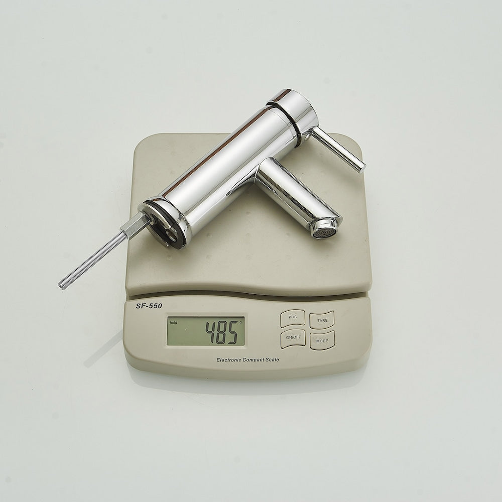 Robinet de salle de bain à poignée unique et trou unique avec bonde escamotable en chrome poli