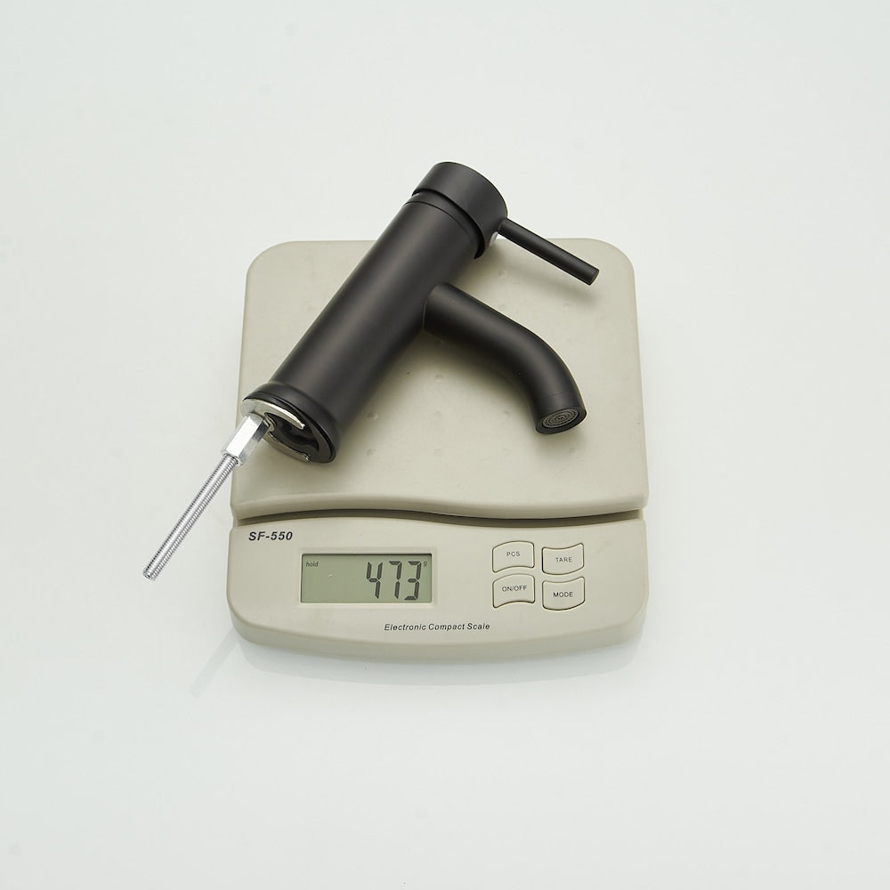 Robinet de salle de bain à poignée unique et trou unique avec bonde escamotable en noir mat
