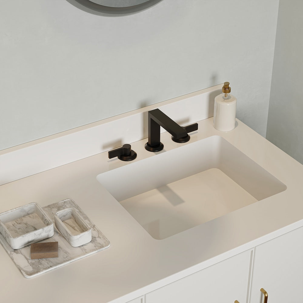 Ensemble de robinet de salle de bain à double poignée de 8 po avec évier de vanité à 3 trous et drain en métal en noir