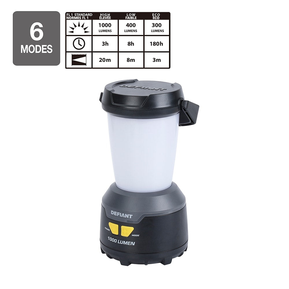Lanterne flottante résistante aux intempéries à intensité variable pour intérieur/extérieur de 1 000 lumens, 6 modes, avec crochet intégré (6 piles AA incluses)