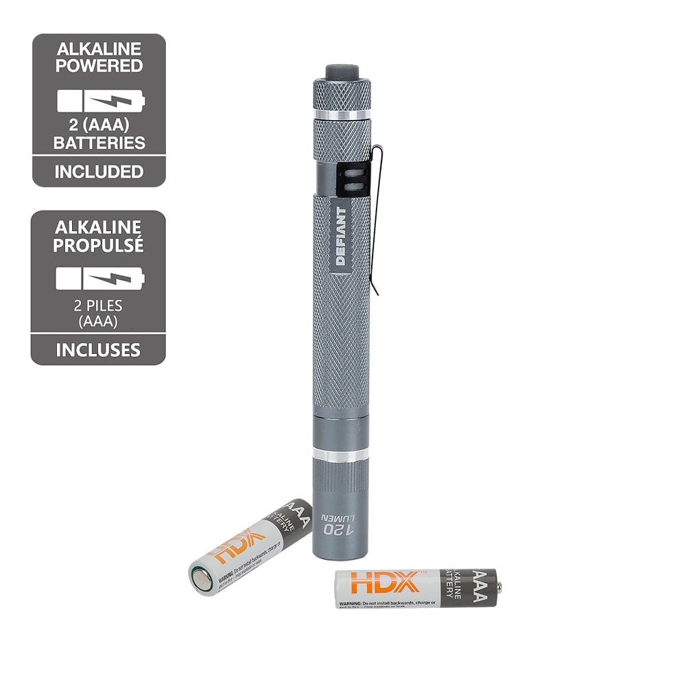 Lampe stylo LED en aluminium de 120 lumens avec fonction UV (2 piles AAA incluses)