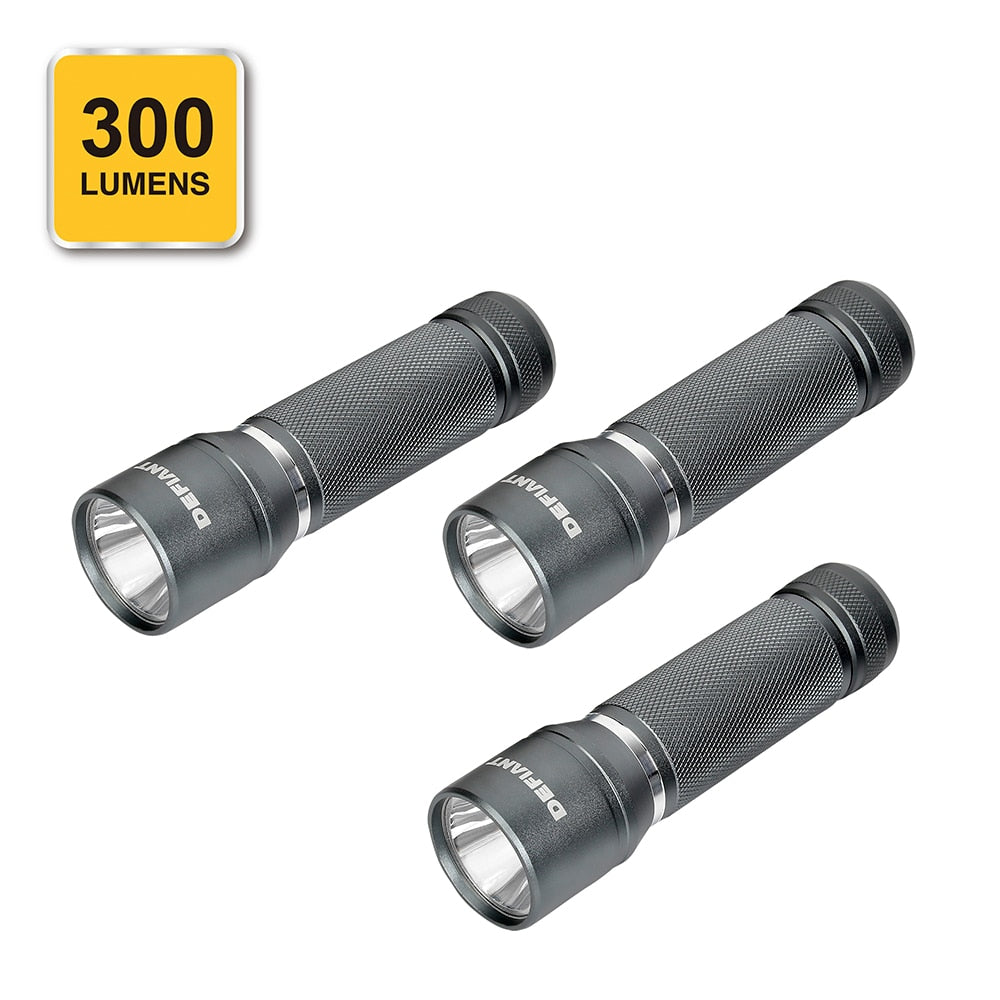 Lampe de poche en aluminium de 300 lumens à 3 modes avec (9) piles AAA (paquet de 3)