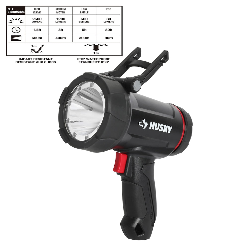 2500-Lumen Dual Power Floating Rechargeable 6 Modes LED Spotlight (USB Cable Included)