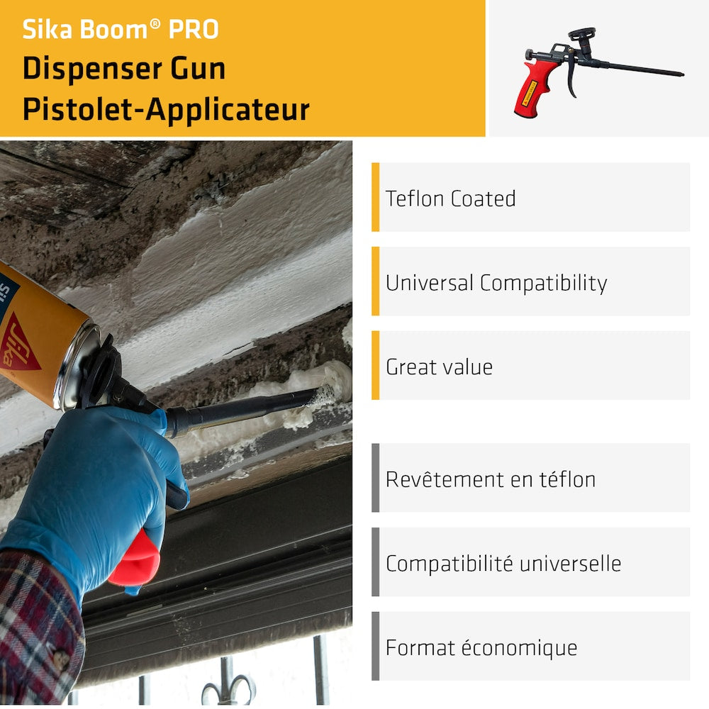 Sika Boom PRO Pistolet distributeur – Pistolet à calfeutrage à mousse à expansion robuste avec revêtement en téflon, réutilisable