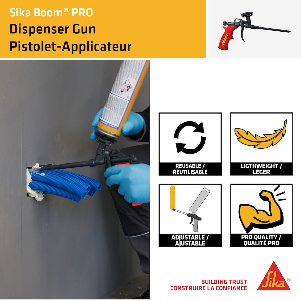 Sika Boom PRO Pistolet distributeur – Pistolet à calfeutrage à mousse à expansion robuste avec revêtement en téflon, réutilisable