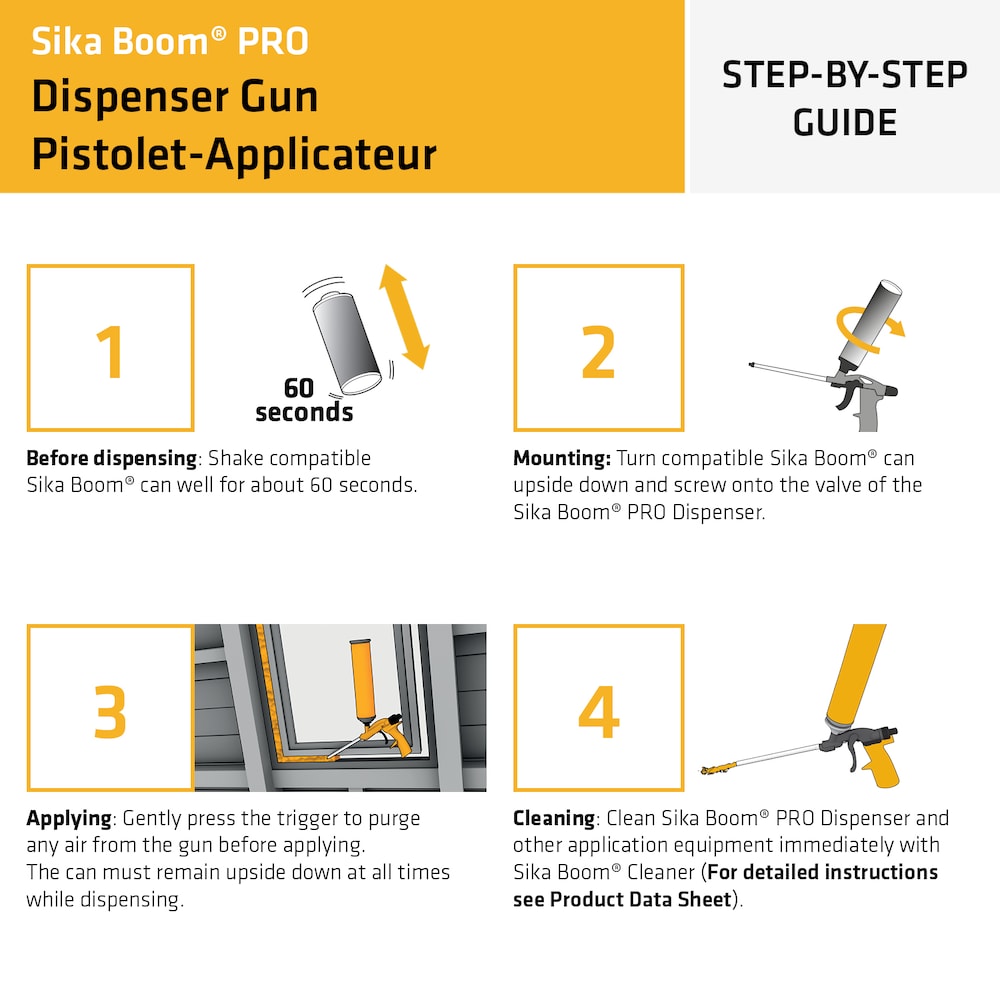 Sika Boom PRO Pistolet distributeur – Pistolet à calfeutrage à mousse à expansion robuste avec revêtement en téflon, réutilisable