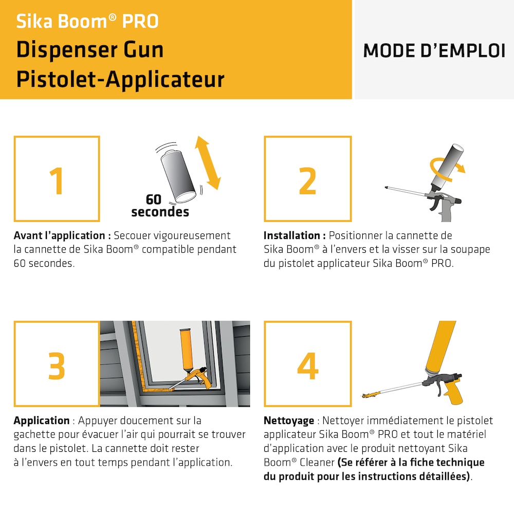 Sika Boom PRO Pistolet distributeur – Pistolet à calfeutrage à mousse à expansion robuste avec revêtement en téflon, réutilisable