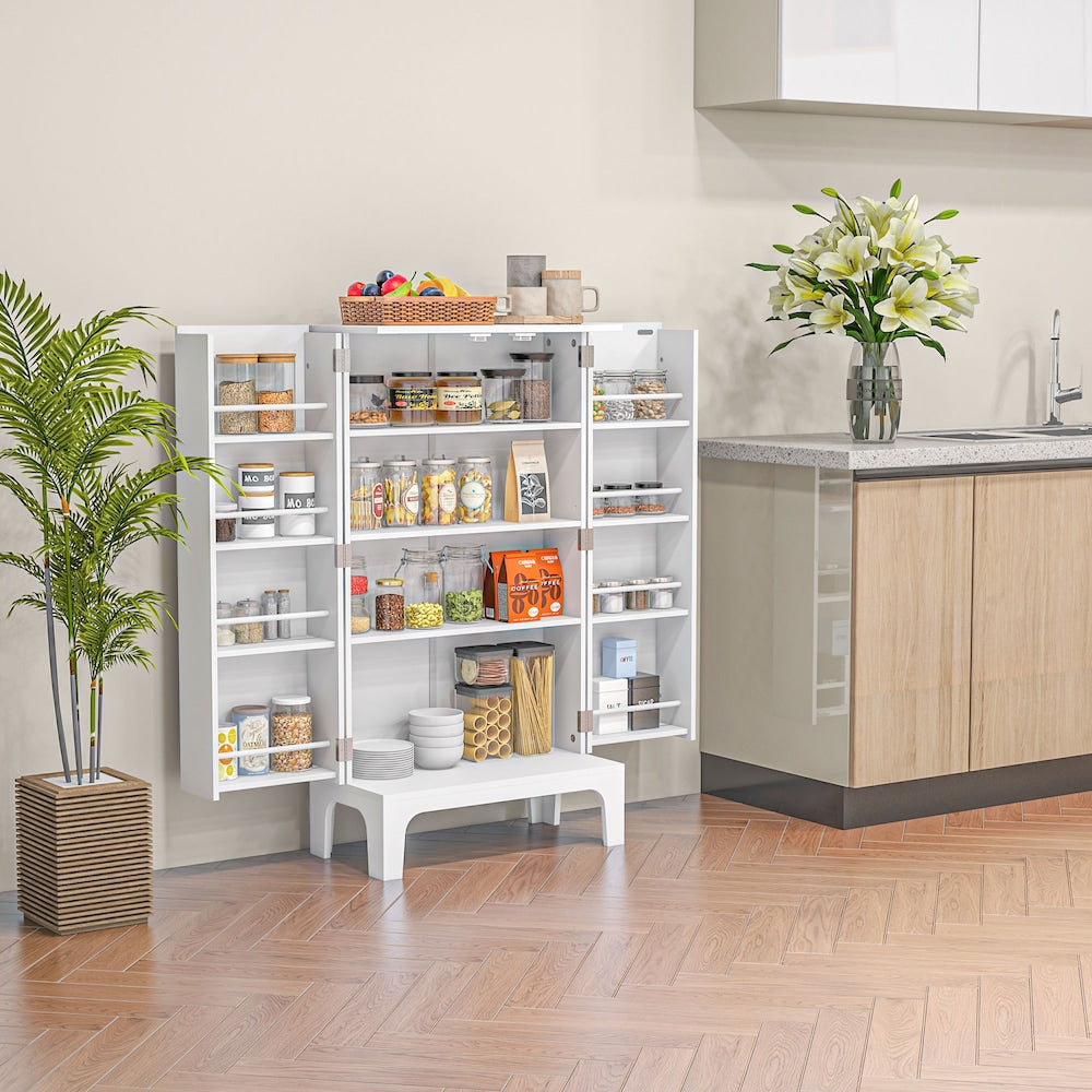 Kitchen Pantry Cabinet w/ 4-tier Shelving, 8 Spice Racks